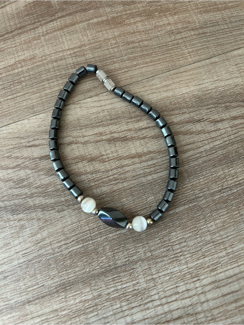 Dark Gray and White Bracelet